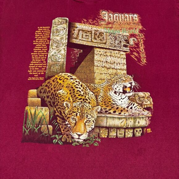 VTG Single Stitch 90’s Myan Jaguar Destination Shirt Belize Stone Temple - 2XL - Picture 2 of 7